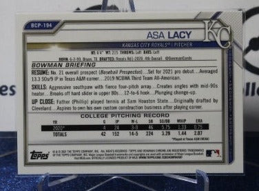 2020 BOWMAN CHROME PROSPECTS ASA LACY # BCP-194 KANSAS CITY ROYALS BASEBALL