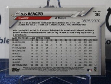 2020 TOPPS LUIS RENGIFO # 360 GOLD 0825/2020 LOS ANGELES ANGELS BASEBALL