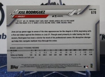 2020 TOPPS JOSE RODRIGUEZ # 678 ROOKIE LOS ANGELES ANGELS BASEBALL