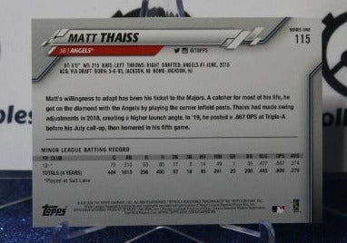 2020 TOPPS MATT THAISS # 115 ROOKIE LOS ANGELES ANGELS BASEBALL