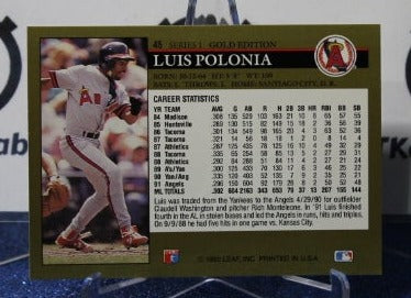 1992 LEAF BLACK/GOLD LUIS POLONIA # 45 LOS ANGELES ANGELS BASEBALL