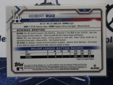 2021 BOWMAN CHROME KEIBERT RUIZ # 70 LOS ANGELES DODGERS BASEBALL