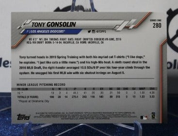 2020 TOPPS TONY GONSOLIN # 280 ROOKIE LOS ANGELES DODGERS BASEBALL