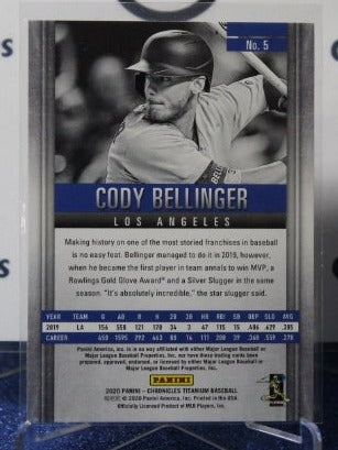 2020 CHRONICLES TITANIUM CODY BELLINGER # 5 LOS ANGELES DODGERS BASEBALL