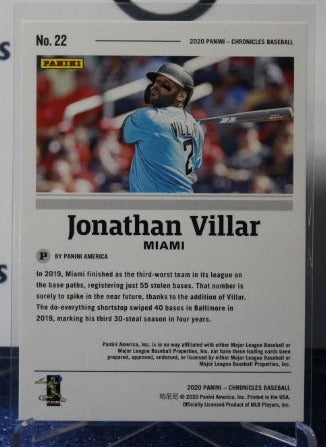 2020 PANINI CHRONICLES JONATHAN VILLAR # 22 MIAMI MARLINS BASEBALL