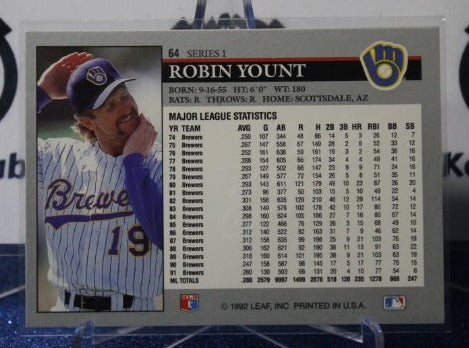 1992 LEAF ROBIN YOUNT # 64 MILWAUKEE BREWERS BASEBALL CARD