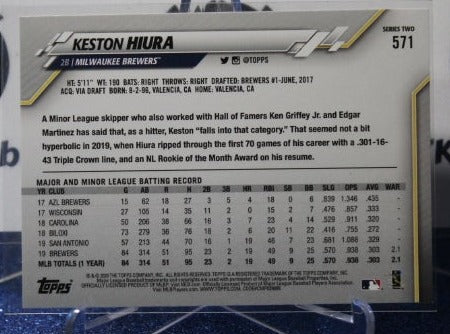 2020 TOPPS KESTON HIURA # 571 ALL STAR ROOKIE MILWAUKEE BREWERS BASEBALL CARD