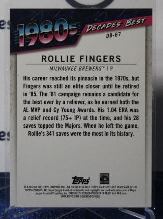2020 TOPPS ROLLIE FINGERS # DB-67 1980'S DECADES BEST MILWAUKEE BREWERS BASEBALL CARD