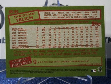 2020 TOPPS 35th ANNIVERSARY CHRISTIAN YELICH # 85-59 MILWAUKEE BREWERS BASEBALL CARD