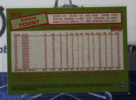 2020 TOPPS 35th ANNIVERSARY ROBIN YOUNT # 85TC-25 MILWAUKEE BREWERS BASEBALL CARD