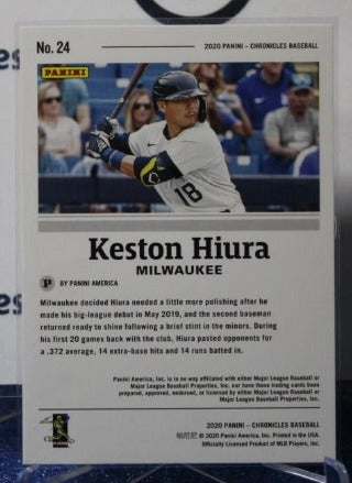 2020 PANINI CHRONICLES KESTON HIURA # 24 MILWAUKEE BREWERS BASEBALL CARD