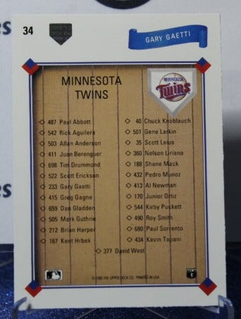 1991 UPPER DECK GARY GAETTI # 34 MINNESOTA TWINS BASEBALL