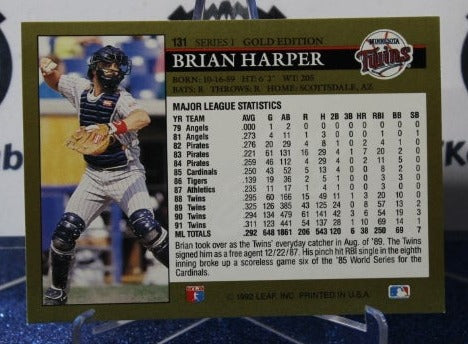 1992 LEAF BLACK/GOLD BRIAN HARPER # 131 MINNESOTA TWINS BASEBALL