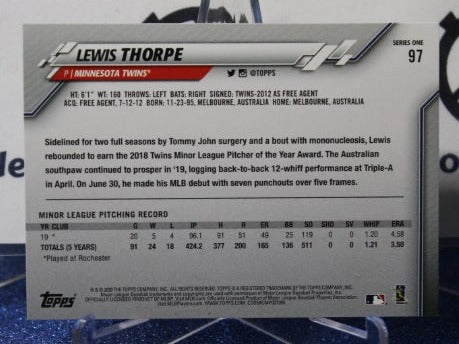 2020 TOPPS LEWIS THORPE # 97 ROOKIE MINNESOTA TWINS BASEBALL