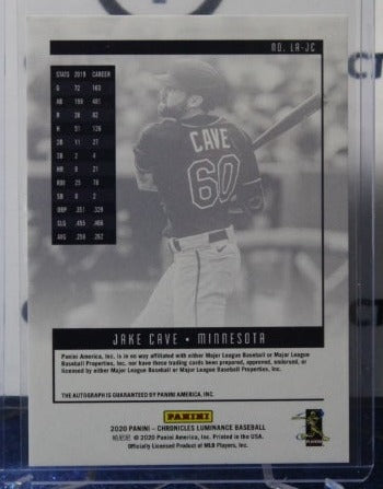 2020 PANINI CHRONICLES LUMINANCE JAKE CAVE # LA-JC AUTO MINNESOTA TWINS BASEBALL