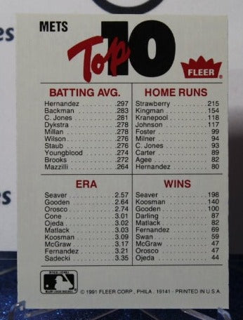 1991 FLEER TEAM LOGO STICKER CHECKLIST NEW YORK METS BASEBALL