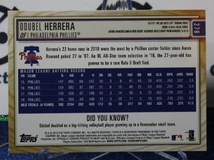 2019 TOPPS BIG LEAGUE ODUBEL HERRERA # 278 PHILADELPHIA PHILLIES BASEBALL CARD