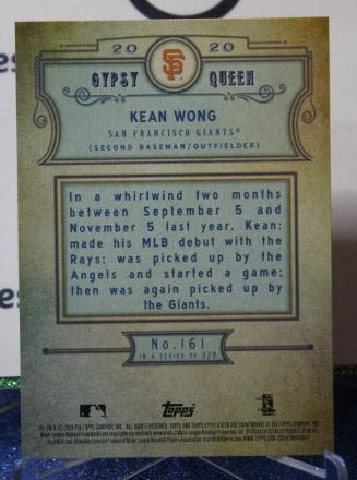 2020 TOPPS GYPSY QUEEN KEAN WONG # 161 ROOKIE SAN FRANCISCO GIANTS BASEBALL CARD