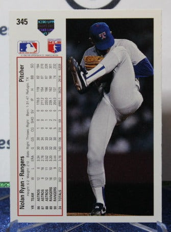 1991 UPEER DECK NOLAN RYAN # 345 TEXAS RANGERS BASEBALL CARD
