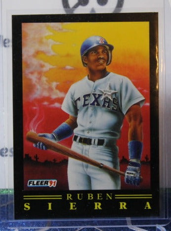 1991 FLEER RUBEN SIERRA # 3 TAMING THE WEST TEXAS RANGERS BASEBALL CARD