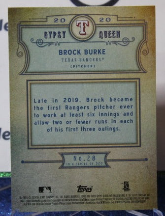 2020 TOPPS GYPSY QUEEN BROCK BURKE # 28 ROOKIE TEXAS RANGERS BASEBALL CARD