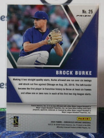 2020 PANINI CHRONICLES MOSAIC BROCK BURKE # 25 ROOKIE PRIZM TEXAS RANGERS BASEBALL CARD