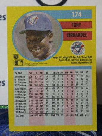 1991 FLEER TONY FERNANDEZ # 174 TORONTO BLUE JAYS BASEBALL