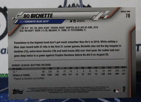 2020 TOPPS BO BICHETTE # 78 ROOKIE TORONTO BLUE JAYS BASEBALL