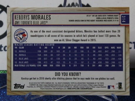 2019 TOPPS BIG LEAGUE KENDRYS MORALES # 314 TORONTO BLUE JAYS BASEBALL