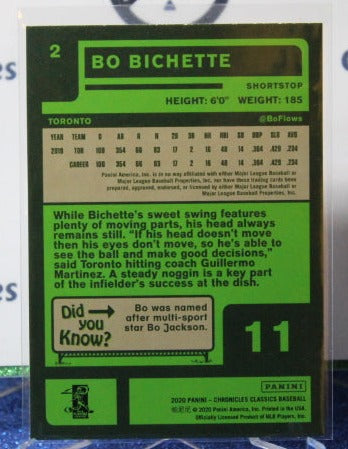 2020 PANINI CHRONICLES CLASSICS BO BICHETTE # 2 ROOKIE TORONTO BLUE JAYS BASEBALL