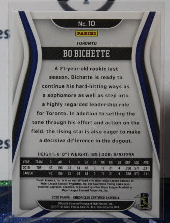 2020 PANINI CHRONICLES CERTIFIED BO BICHETTE # 10 ROOKIE TORONTO BLUE JAYS BASEBALL