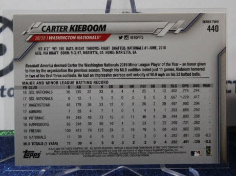 2020 TOPPS CARTER KIEBOOM # 440 FUTURE STARS WASHINGTON NATIONALS BASEBALL