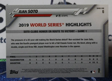 2020 TOPPS JUAN SOTO # 6 WORLD SERIES WASHINGTON NATIONALS BASEBALL