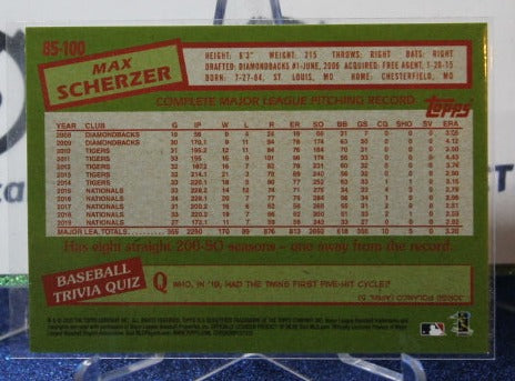 2020 TOPPS 35th ANNIVERSARY MAX SCHERZER # 85-100 WASHINGTON NATIONALS BASEBALL