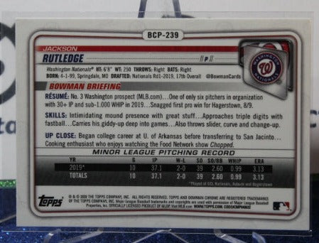 2021 BOWMAN CHROME PROSPECTS JACKSON RUTLEDGE # BCP-239 WASHINGTON NATIONALS BASEBALL