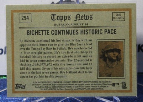 2021 TOPPS HERITAGE BO BICHETTE # 294 IN ACTION TORONTO BLUE JAYS BASEBALL