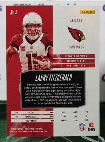 2018 PANINI ABSOLUTE LARRY FITZGERALD # 3 FOIL NFL CARDINALS GRIDIRON CARD