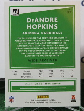 2020 PANINI DONRUSS DeANDRE HOPKINS # 112 NFL CARDINALS GRIDIRON CARD