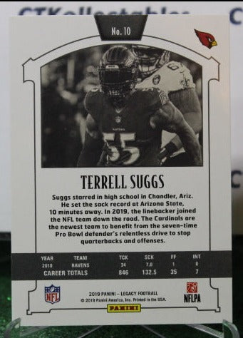 2019 PANINI LEGACY TERRELL SUGGS # 10 NFL CARDINALS GRIDIRON CARD