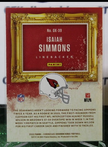 2020 PANINI CHRONICLES ISAIAH SIMMONS # GK-39 NFL CARDINALS GRIDIRON CARD