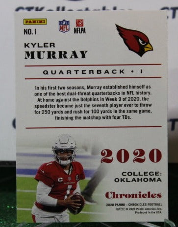 2020 PANINI CHRONICLES KYLER MURRAY # 1 NFL CARDINALS GRIDIRON CARD