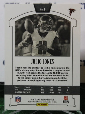 2019 PANINI LEGACY JULIO JONES # 6 NFL FALCONS GRIDIRON CARD