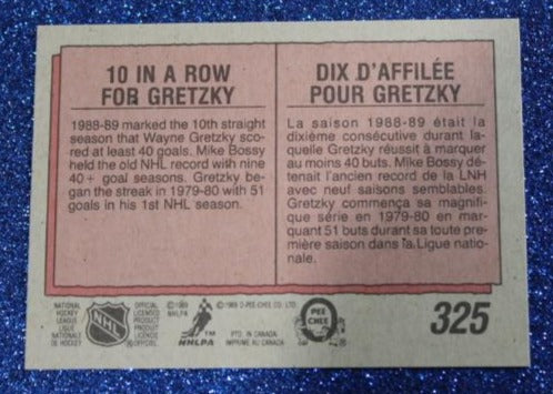 WAYNE GRETZKY # 325 HIGHLIGHTS O PEE-CHEE 1989 L A KINGS NHL