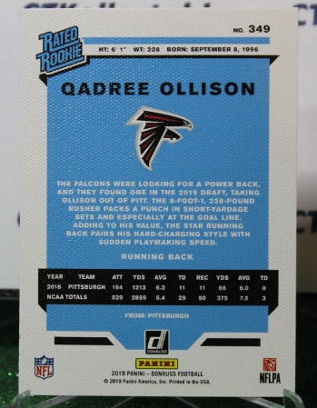 2019 PANINI ABSOLUTE GADREE OLLISON # 349 ROOKIE CANVASS NFL FALCONS GRIDIRON CARD
