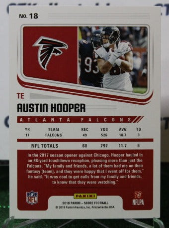 2018 PANINI SCORE AUSTIN HOOPER # 18 NFL FALCONS GRIDIRON CARD