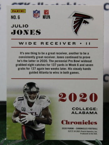 2020 PANINI CHRONICLES JULIO JONES # 6 NFL FALCONS GRIDIRON CARD