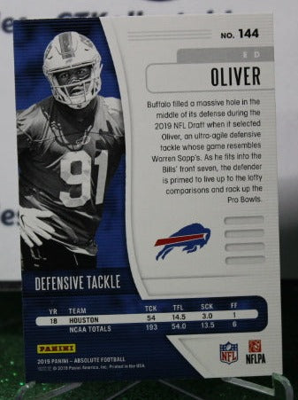 2019 PANINI ABSOLUTE ED OLIVER # 144 ROOKIE NFL BUFFALO BILLS GRIDIRON CARD