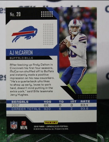 2018 PANINI UNPARALLELED AJ McCARRON # 20 NFL BUFFALO BILLS GRIDIRON CARD
