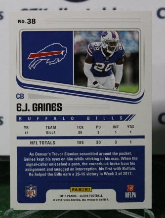 2018 PANINI SCORE E.J. GAINES # 38 NFL BUFFALO BILLS GRIDIRON CARD