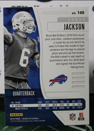 2019 PANINI ABSOLUTE TYREE JACKSON # 145 ROOKIE NFL BUFFALO BILLS GRIDIRON CARD